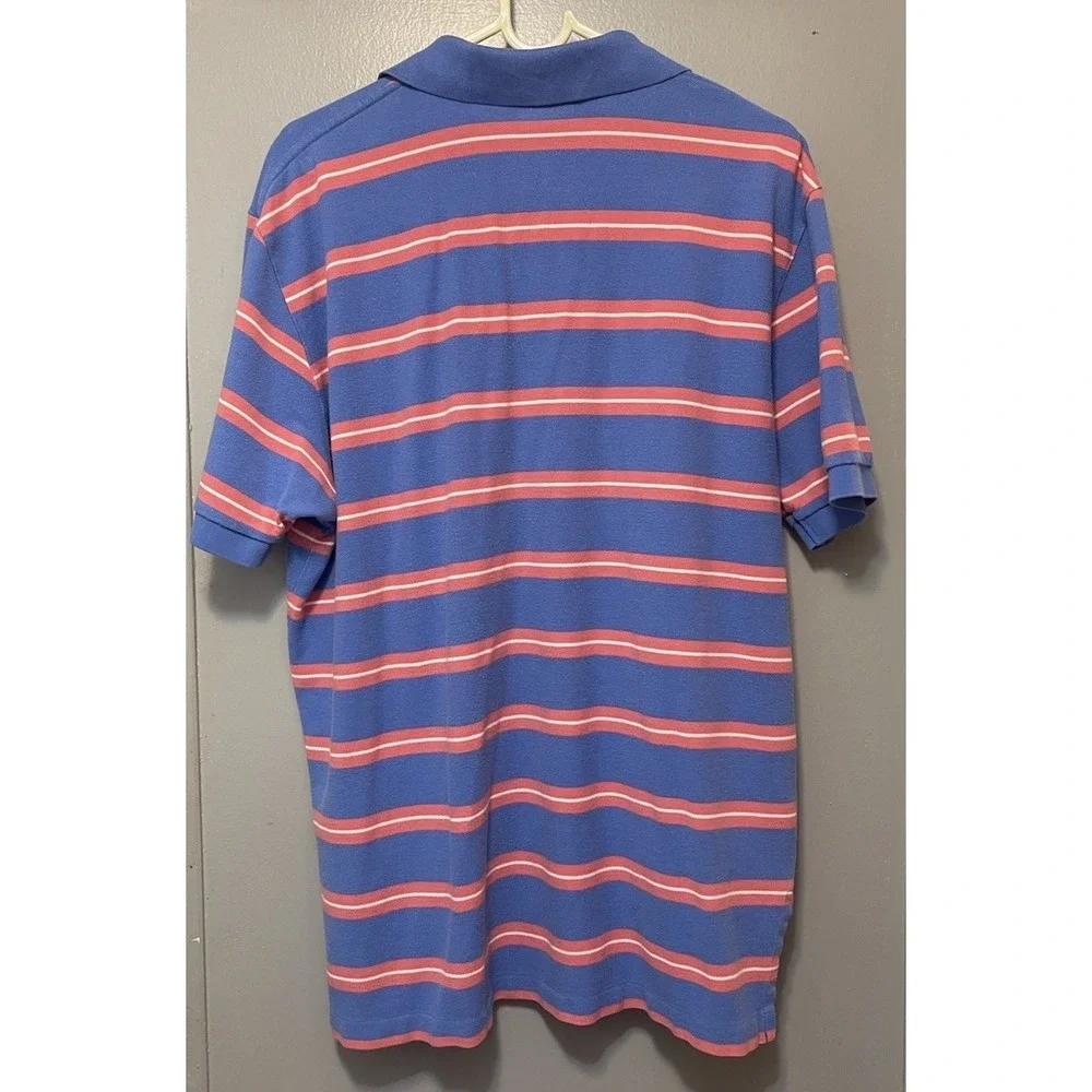 Polo Ralph Lauren Golf Pink Blue Striped Polo Cotton Shirt Mens XL